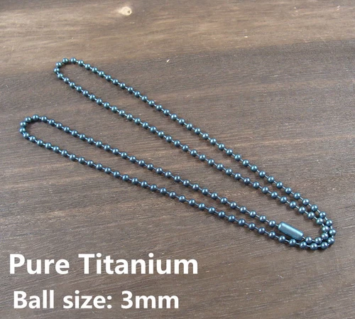 Pure Titanium Necklace Ti Anti-allergy 3mm Ball Chain 27.56" Length Blue Color