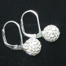 925 Sterling Silver Cubic Zirconia Dangle Ball Earrings