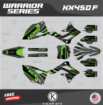 Graphics Kit for Kawasaki KX450F (2013-2015) KX 450F Warrior Series -Green-Shift