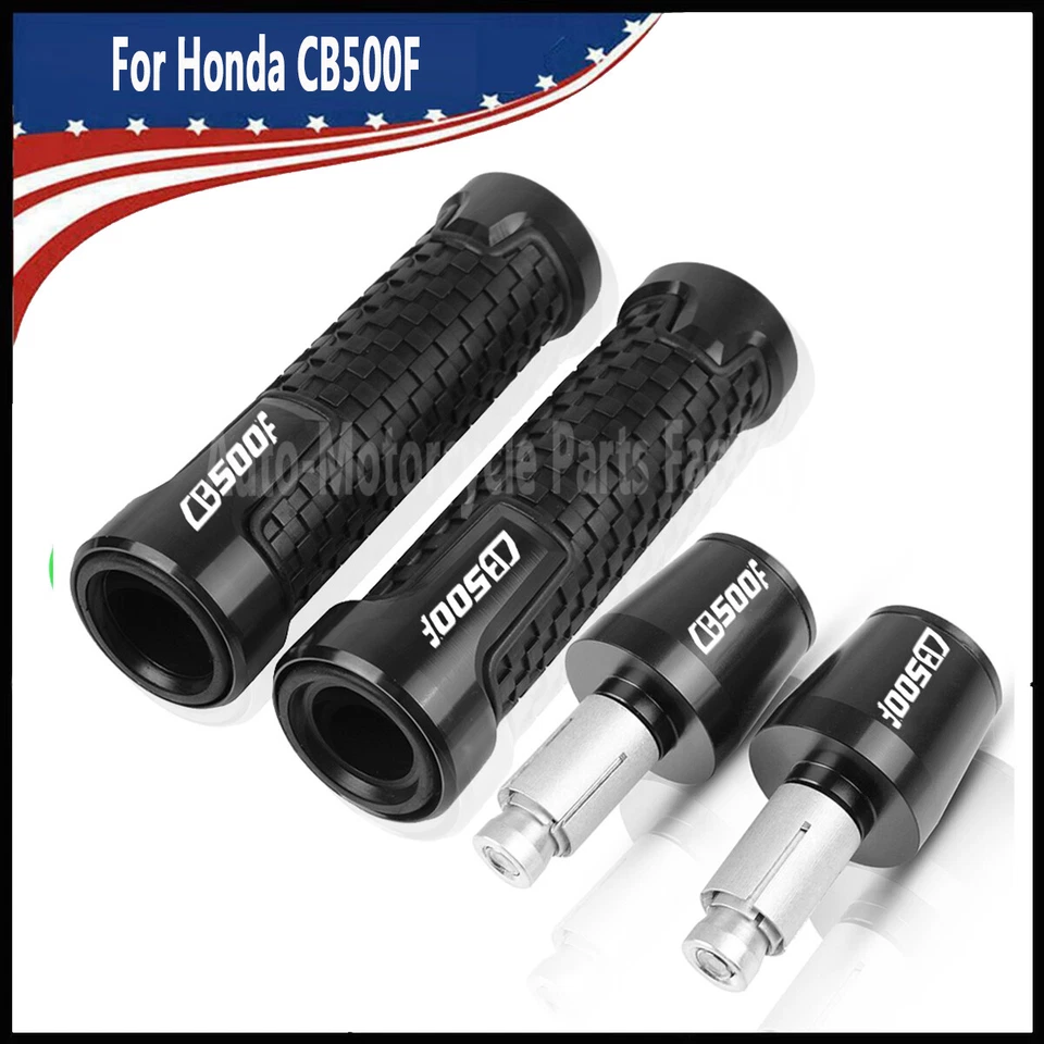 7/8" For Honda CB500 CB500F Motorcycle CNC Rubber Grip Handlebar Grip End Cap Foto 3 de 4