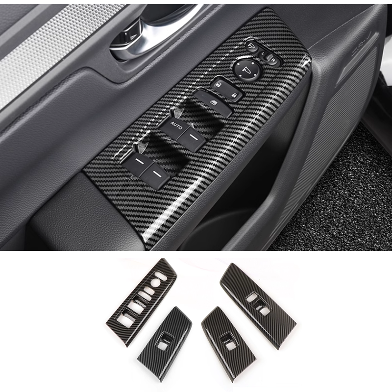Carbon Fiber Inner Window Switch Panel Cover Trim For 2023 2024 Honda CRV CR-V