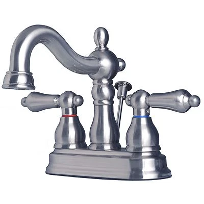 LAGUNA BRASS Classic Bathroom Vanity Sink 4" Centerset Lavatory Faucet Brushed Nickel