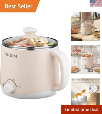 Electric Pot, 1.6L Ramen Cooker, Hot Pot Electric Stainless Steel, Multifunct...