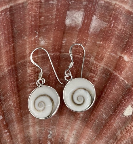 Sterling Silver Shiva Eye Round Spiral Shell Earrings NEW 2g | eBay UK