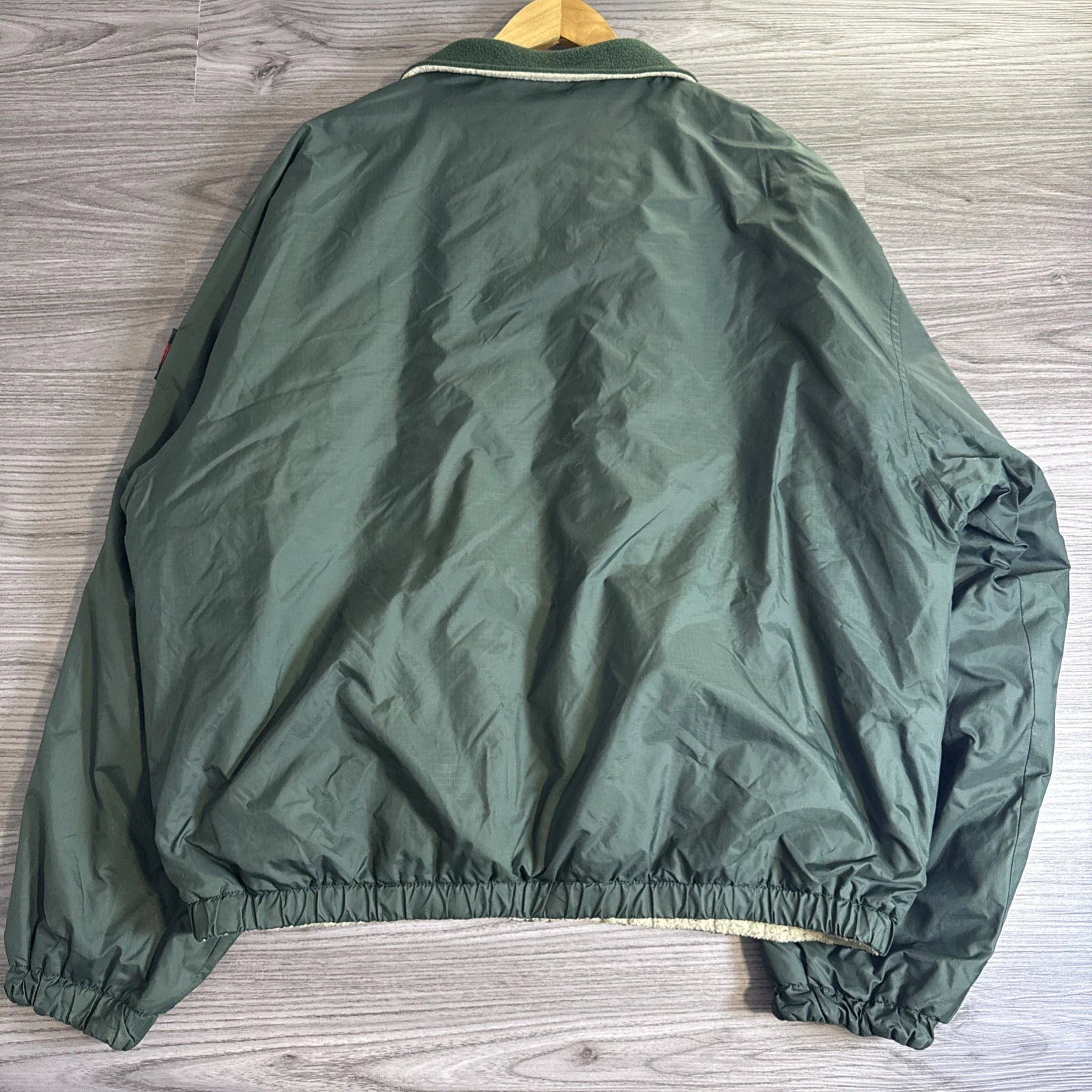 Vintage 90s Tommy Hilfiger Faded Green Harrington Bomber Jacket Full Zip Large - product detail image 5