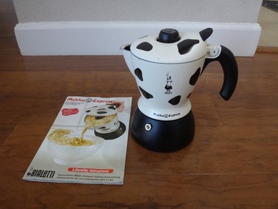 Bialetti Mukka Express Cappuccino Maker 2-Cup Cow Design Moka Pot Made in Italy