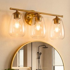 Tribesigns 3-Light Gold Bathroom Light Fixtures Bathroom Vanity Wall Sconce E26