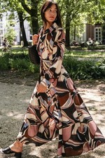 EUC 22W (6XL) Rixo Madison Maxi Shirtdress in Mauve/Blue/Brown Swirl Pattern