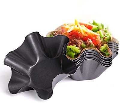 6 Pcs Tortilla Pan Set-Non-Stick Fluted Tortilla Shell Pans Taco Salad Bowl M...