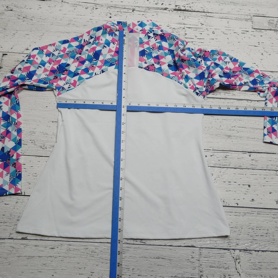 Pullover de golf Kyodan para mujer estampado geométrico mediano manga larga top deportivo Foto 4 de 4