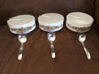 3 - VTG Gemco Pyrex Spice of Life Condiment Bowls  with Spoons & Lids Lazy Susan