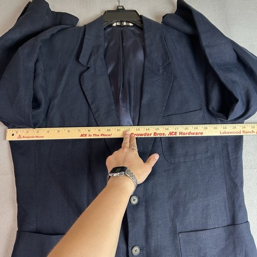 Banana Republic 100% Linen Navy Blazer Large Adventure Outfitters Safari Travel - Picture 21 of 23