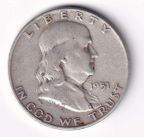 1951 D Franklin Silver Half Dollar 50c Coin 90% Silver n.17
