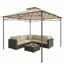 Outsunny 3 x 3 m Gazebo, Outdoor Gazebo Canopy with 2-Tier Roof, Khaki
