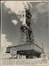 1973 Press Photo Saturn 13 rocket is moved to Cape Kennedy, Florida launch pad