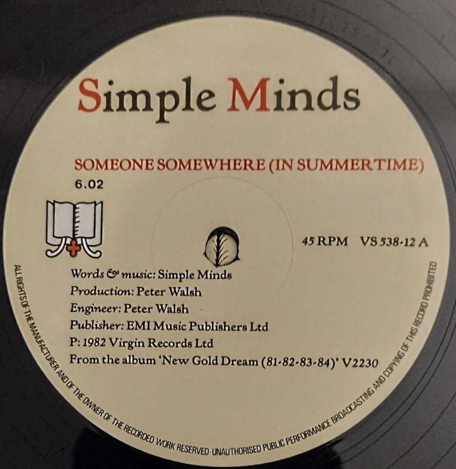 Simple Minds 'Someone Somewhere/King Is White' , 12" Vinyl Single, Excellent - Image 4 of 4