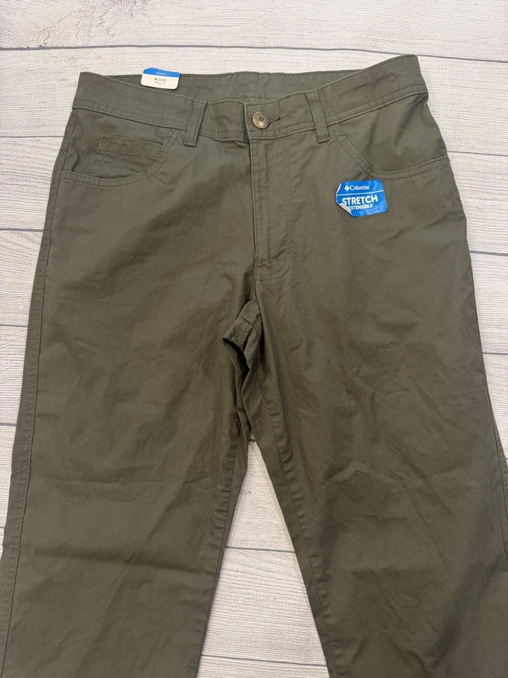 Pantalones chinos Columbia Rapid Rivers para hombre 32x30 verdes elásticos informales al aire libre Foto 2 de 4