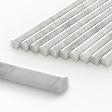 Carrara White Marble Pencil Liner Tile - 10 Pack 3/4" x 12" Bullnose Trim