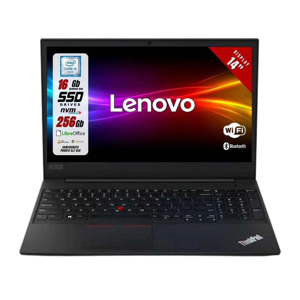 Notebook Pc Portatile Lenovo E490 14,1" i5-8265U 16Gb 512Gb Win10 Ricondizionato