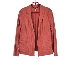 Chico  s 1 Reg 8 Coral Color Cotton/Nylon/Metallic Shine Blazer Metallic Sheen