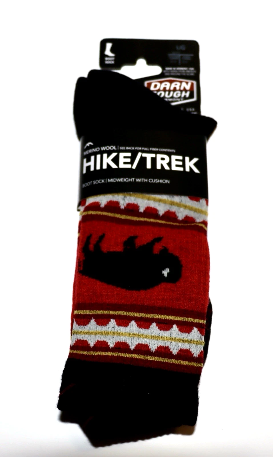 Darn Tough 1980 Black VanGrizzle Wool Midweight Cushion Boot Socks Bison Size L