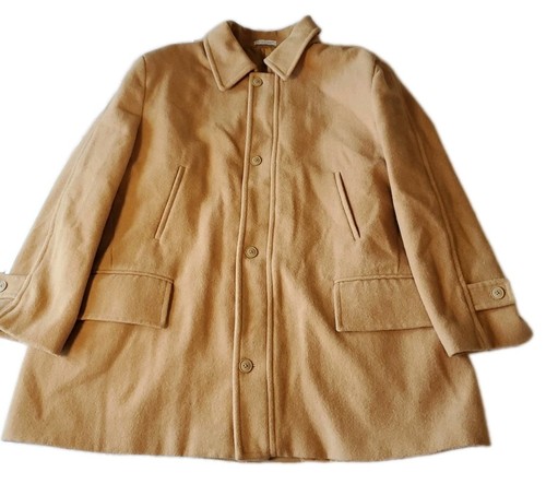 IRVINE PARK~ Men's 100% Wool Coat Size 3XL Beige Camel Zip and Button Up *FLAW* - Picture 8 of 16