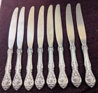 8 Gorham Sterling Silver King Edward Dinner/Luncheon Knives 8-7/8” No Monogram!