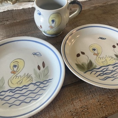 3 pc Buchan Scotland Stoneware Child s Set-2 plates & one cup  