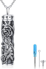 925 Sterling Silver Rose Flower Cremation Jewelry Ashes Urn Necklace for Women