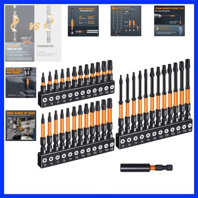 Security Torx Bit Set, Torx Bit Set 36-Piece T5-T40 with 1/2/3'' Tamper Proof ...
