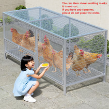 Chicken Coop For 1-8 Chickens Rabbit Duck Poultry House With Top/Side Doors