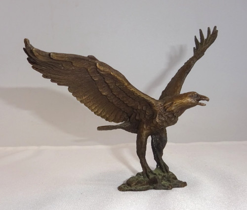 VINTAGE 1985 CAST BRONZE FIGURE EAGLE ON BRANCH AVON O'BRIEN AMERICAN WILDLIFE