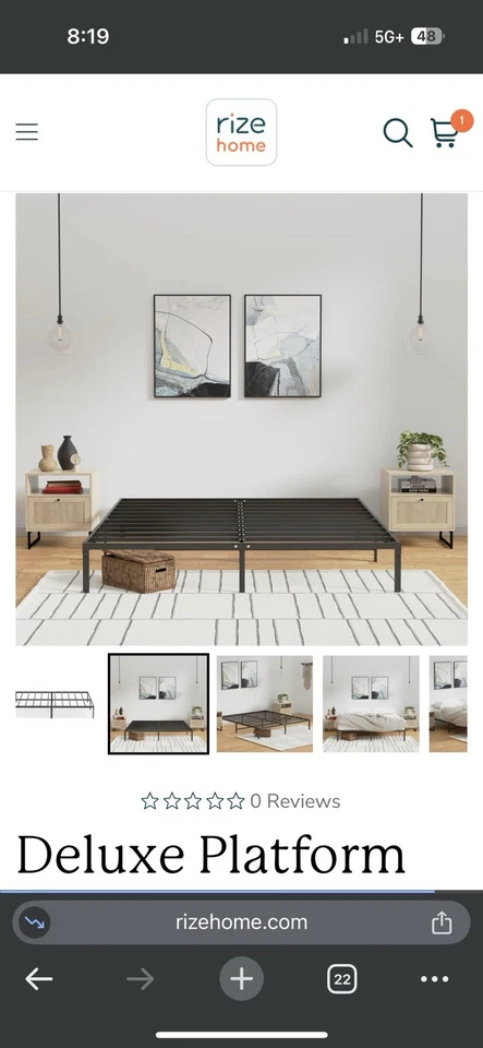 Queen-by Rise Home豪华平台床架 — 第 3/4 张图片