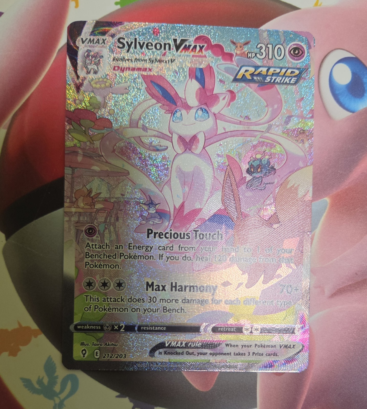 Pokemon Sylveon VMAX Secret Rare Alt Art 212/203 SWSH07 Evolving Skies
