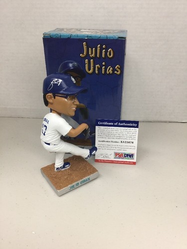 JULIO URIAS DODGERS/MEXICO PHENOM SIGNED QUAKES BOBBEHEAD PSA 8A23676 - Picture 3 of 5