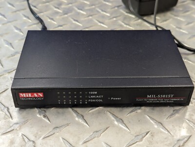 MILAN TECHNOLOGY MIL-S501STUS MIL-S501T 5-PORT 10/100BASE-TX 1-PORT 100BASE-FX