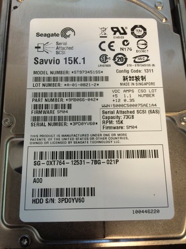 Seagate Savvio 15K.1 ST973451SS 2.5" 73GB SAS Hard Drive W/caddy - Picture 2 of 4
