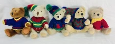2000 HugFun Int’l Jointed Bear w/ Knitted Crocheted Sweater Lot of 5