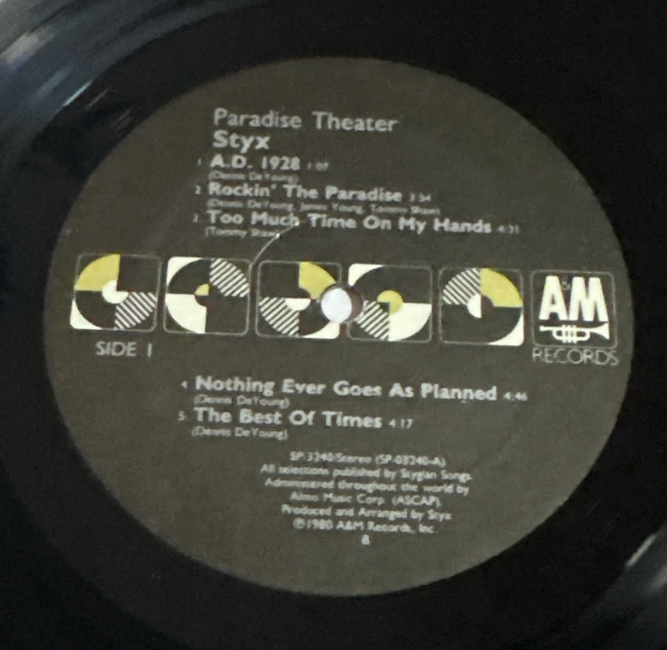 STYX - Paradise LP Vinyl Record US Issue NM / EX Condition - Image 4 of 4