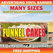 FUNNEL CAKE Advertising Banner Vinyl Mesh Sign hot warm crisp delicious Sundaes