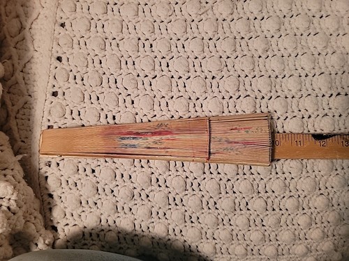 Vintage Hand Fan, Hand Painted Pink & Blue Flowers On Fabric & Wood Arms, W/ Bag - Picture 15 of 15