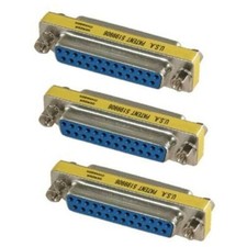 3 Pack DB25 Serial D-Sub Female to Female Adapter Gender Changer Coupler