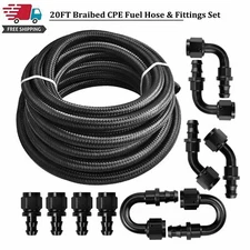 20ft 4/6/8/10/12AN Braided CPE Fuel Oil Line & 10PCS Push Lock Hose Fittings Kit