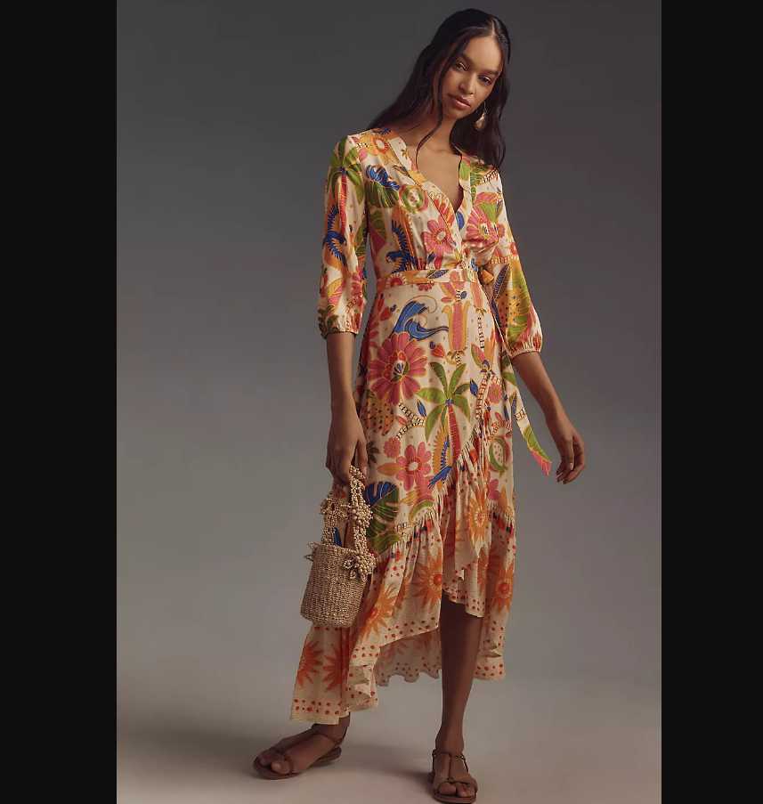 New women's XS Farm Rio x Anthropologie long-sleeve v-neck wrap midi dress | eBay New women's XS Farm Rio x Anthropologie long-sleeve v-neck wrap midi dress | eBay