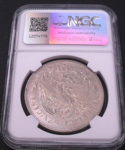 1908 MO AM Mexico Peso , NGC Unc. details , nice silver coin #1691, #51-19 - Picture 3 of 4