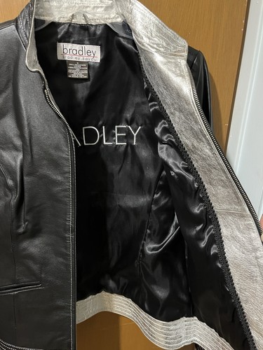 GENUINE LEATHER BRADLEY BAYOU Women’s Black/silver stitch Full Zip Jacket Size S - Picture 11 of 20