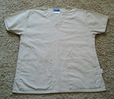 Crest Short Sleeve V-neck Scrub Shirt size XS extra small - pockets/beige/110 09