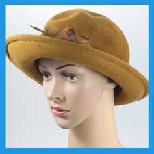 Sammlerst&uuml;ck Retro Alt Vintage Selten Antik Damen Frauen Braun Cloche Hut 70er