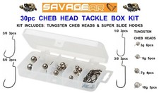 SAVAGE GEAR 30pc CHEB HEAD KIT FOR SOFT BAIT HOOKS RIB WORMS CRAYFISH SANDEEL