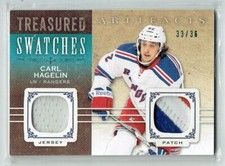 14-15 UD Artifacts Treasured Swatches  Carl Hagelin  /36  Jersey--Patch